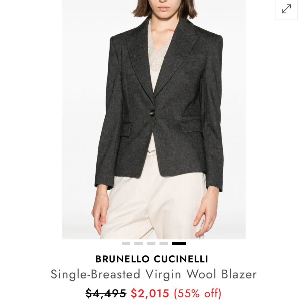 BRUNELLO CUCINELLI 
Single-Breasted Virgin Wool Blazer size 44